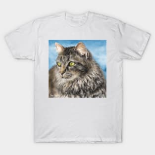 Painting of a Gorgeous Furry Gray Cat T-Shirt